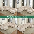 thumbnail image 4 of HD JUNTUNKOR Oversized Modular Corduroy U-Shaped 7 Seat Sectional Sofa Couch with Ottoman and 3 Pillows for Living Room, Beige, 4 of 11