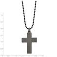 thumbnail image 3 of Stainless Steel Brushed & Polished Black IP-plated Lasercut Cross Necklace, 3 of 3