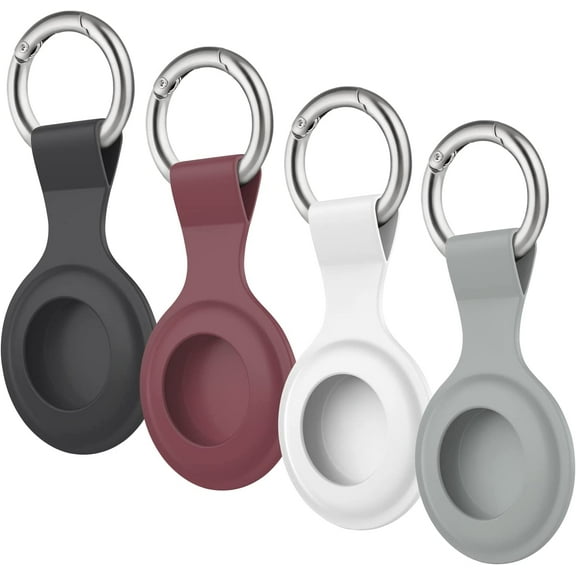 4 Pack AirTag Holder / AirTag Case / AirTag Keychain Ring - Premium Silicone Waterproof Shockproof Anti-Scratch Case for Apple AirTag Item Finder for Pet Cat Dog Keys Bag Backpack Luggage (4 Pack D)