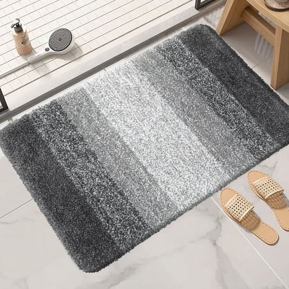 Staron Bathroom Absorbent Mat Rug Non Slip Floor Carpet Door Mat Under $5! Waterproof Soft Plush microfiber Bath Mat for Shower Tub Kitchen Gray 15.7x23.62 Inch