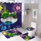 thumbnail image 1 of Juego de 4 cortinas de ducha Yoshi con alfombrillas antideslizantes, tapa de inodoro y alfombrilla de baño, cortina de ducha impermeable con decoración de dibujos animados para baño con 12 ganchos,, 1 of 8