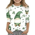thumbnail image 3 of WEAIXIMIUNG T Shirts Toddler Kids St. Paddy's Day Printed 3/4 Quarter Sleeve T Shirt Tops Peplum Casual 6-7 Years, 3 of 5