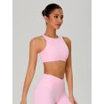 thumbnail image 3 of IDOPIP Womens High Neck Sports Bra Removable Pads Cut Out Back Sleeveless Medium-impact for Workout Gym Yoga Pilates Athletic S Pink, 3 of 6
