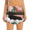 thumbnail image 2 of Balery Black Cat Pink Bathroom Pantalones cortos deportivos para mujer con forro y dos bolsillos, elásticos, para entrenamiento, gimnasio, yoga-Small, 2 of 7