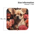 thumbnail image 3 of Honeii Vintage Red Flower Chihuahua Print Leather Coaster Set of 6, Ideal for Safeguarding Your Furniture from Drinks Spills and Effortless Cleanup,Square, 3 of 7
