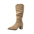 thumbnail image 2 of Women's Chunky Heel Knee High Boots, Fall Winter Pointed Toe Chunky Heel Side Zipper Boots with Breathable Lining, Trendy Footwear for Daily Leisure, 2 of 7