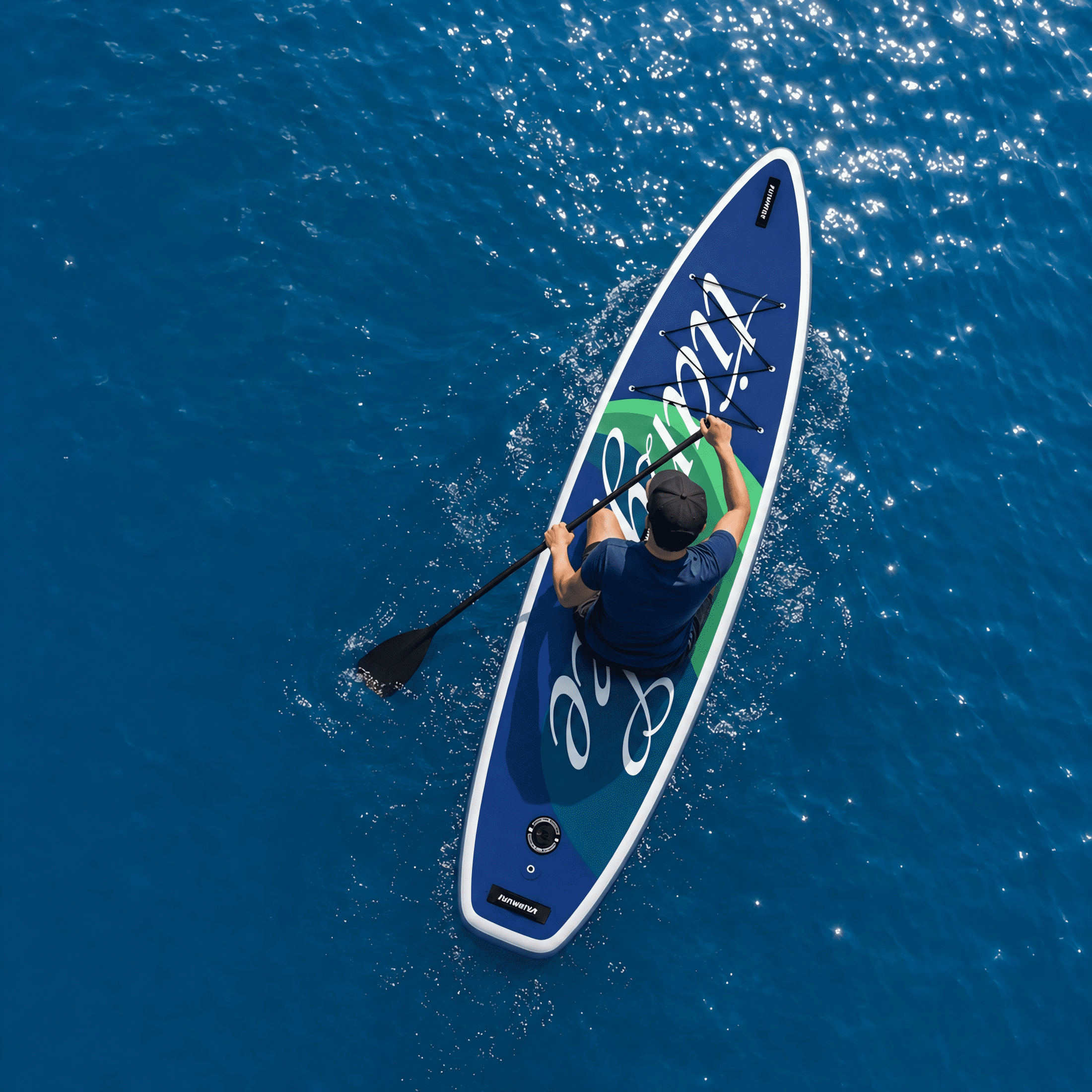 Rayocon 11ft Inflatable Paddle Board, Stand Up SUP Board for Adults & Beginners, Wide Paddleboard with Premium Accessories, Blue Green