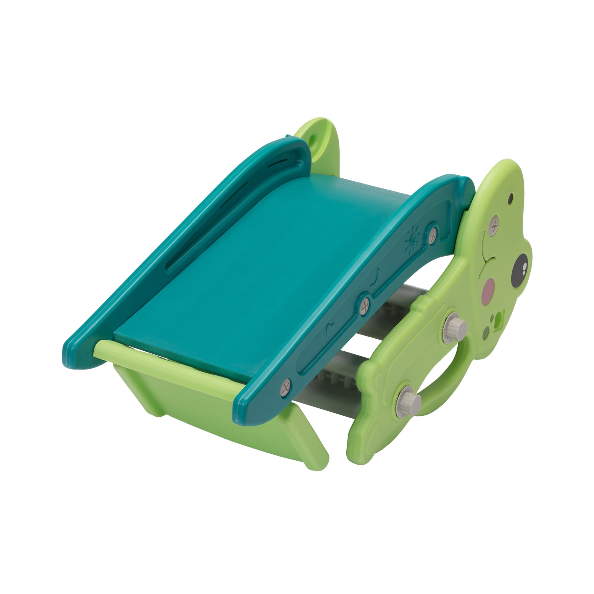 Kadyne 3 in 1 Toddler Slide Kids Slide, 42.9" Frogs Play Slide for Outdoor and Indoor, Play Slide with Basketball Hoop, Ball and Ladder, Green Kadyne 3 in 1 Toddler Slide Kids Slide, 42.9" Frogs Play Slide for Outdoor and Indoor, Play Slide with Basketball Hoop, Ball and Ladder, Green