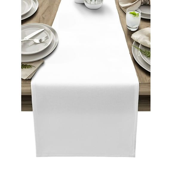 Table Runner 72 Inches Long for Kitchen Dining, White Dresser Scarf Farmhouse, Dining Table Decorations for Wedding/Parties, Modern Simple White Backdrop 18 x 72 In