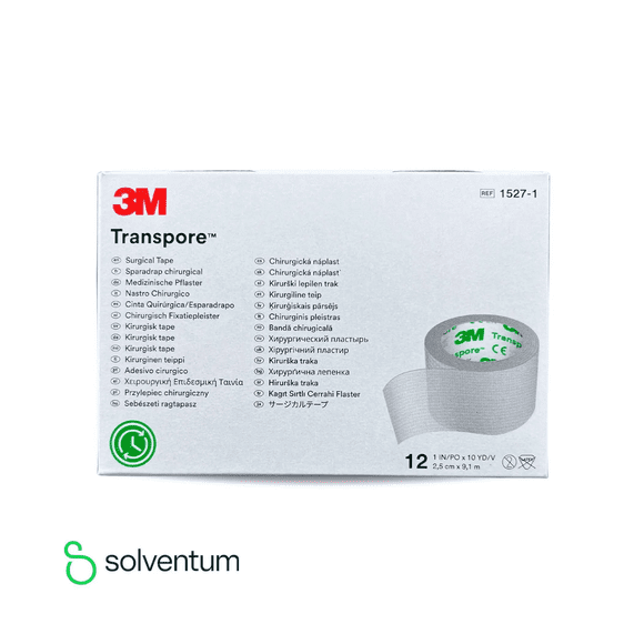 3M Cinta Adhesiva Transpore 1" 1527-1, Caja con 12 rollos