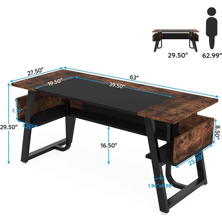 Home Office Desk-63 inch Large Computer Desk Table for Black