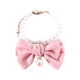 thumbnail image 2 of rygai Pet Necklace Elegant Adjustable Cat Dog Collar with Faux Pearl Bow Cute Pet Neck Circle Pet Accessory,Pink, 2 of 8