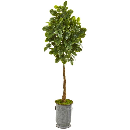 Copper Beech Tree - Nearly Natural 6’ Beech Leaf Artificial Tree in Metal Planter with Copper Trimming