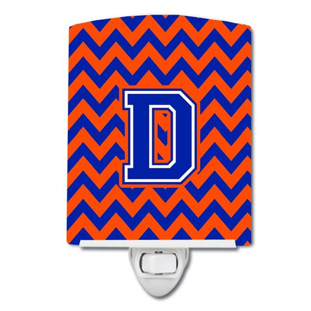Carolines Treasures CJ1044-DCNL Letter D Chevron Orange & Blue Ceramic Night Light