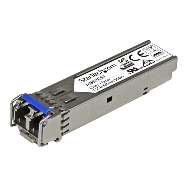 StarTech.com HPE J4858C Compatible SFP Module, 1000BASE-SX, 1GbE Multi Mode (MMF) Fiber Optic Transceiver, 1GE Gigabit Ethernet SFP, LC Connector, 550m, 850nm, DDM, HPE 1400, 1820 - Lifetime Warranty (J4858CST) - SFP (mini-GBIC) Transceiver Module (Équivalent à: HP J4858C) - 1GbE - 10