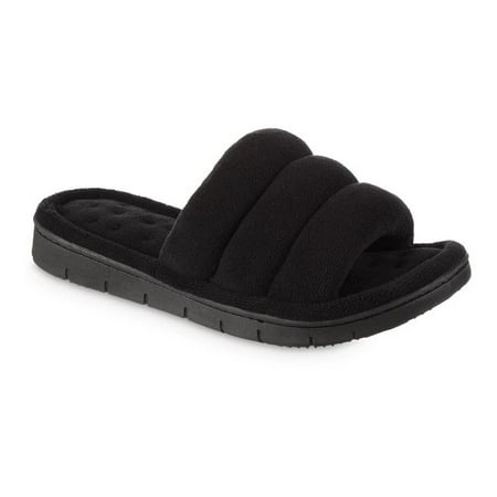 

isotoner Womens Recycled Mircoterry Aster Slide Slippers - (Black 7.5 - 8)
