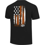 NCAA Oklahoma State Cowboys Unisex Comfort Color Short Sleeve T-Shirt - Baseball Flag, Black, XX-Large