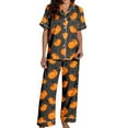 thumbnail image 3 of Womens Pajama Sets Halloween Silk Satshort Sleeve Button Up Top Shorts Comfortable Fall Winter Sleepwear Loungewear Nightwear Nightclothes Homewear, 3 of 7