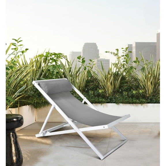 Armen Living Wave Outdoor Patio Aluminum Deck Chair