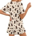 thumbnail image 3 of Yuyamidu 2 Pack Dachshund Pajamas for Women Set Short Sleeve Shirt and Ruffle Hem Shorts Size L Dog Paw Scoop Neck Sleep Set Casual Daily Wear Clothes, 3 of 7