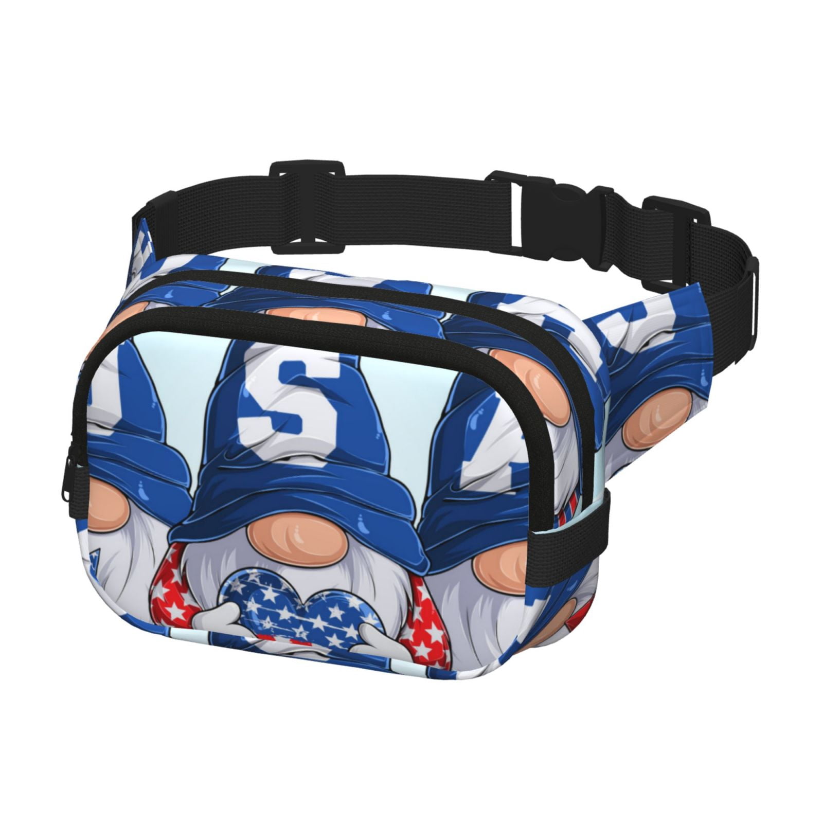 Picia Cute Gnomes in USA Print Square Double-Layer Waist Bag Mini Adjustable Waist Belt Bag Exercise Running Travel Hiking