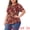Red, variant on DARING DIVA Women's Plus V Neck Floral Print Casual Top 1X Red