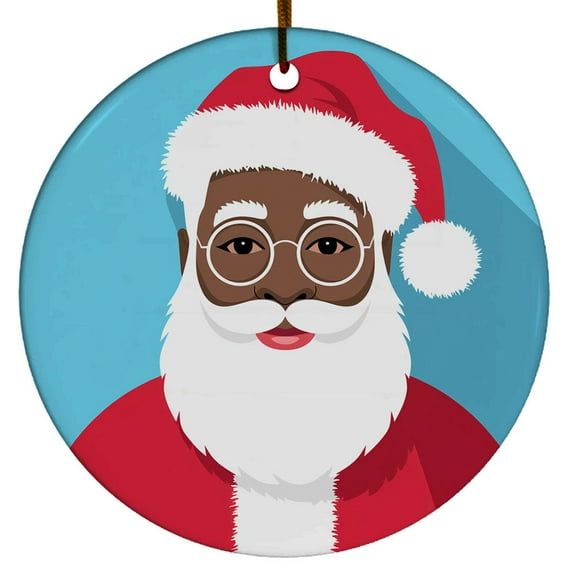 African American Santa Ornament, Black Santa Claus Christmas Ornament Xmas 2025, Custom Name Ceramic Ornament, Xmas Tree Hanging Decoration