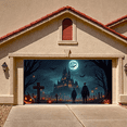 thumbnail image 1 of Spooky Design Halloween Banner Gothic Theme Skeleton Decoration Jack-o-lantern Scene Haunted Castle Decor for Halloween Party Indoor Decor Nighttime Celebration, 1 of 5