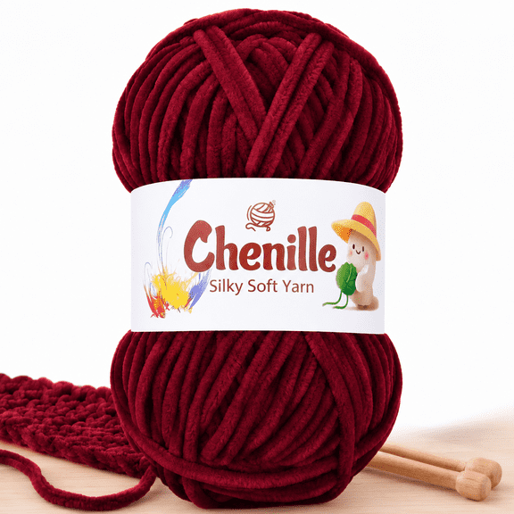 Chenille Yarn 4 Balls/Pack, Soft Chunky Yarn for DIY Knitting Crochet Crafts, Multiple Colors
