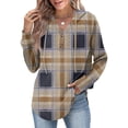 thumbnail image 2 of UoCefik Plus Size Women's Hoodies Fall Plaid Long Sleeve Drawstring Sweatshirt Casual Button Down Hooded 无 Hoodies Oversized V Neck Tops Country Pullover Loose Fit Shirts Light Brown XXL, 2 of 5