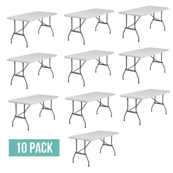 EventStable TitanPRO Plastic Folding Table - 6' x 30'' - 10-Pack