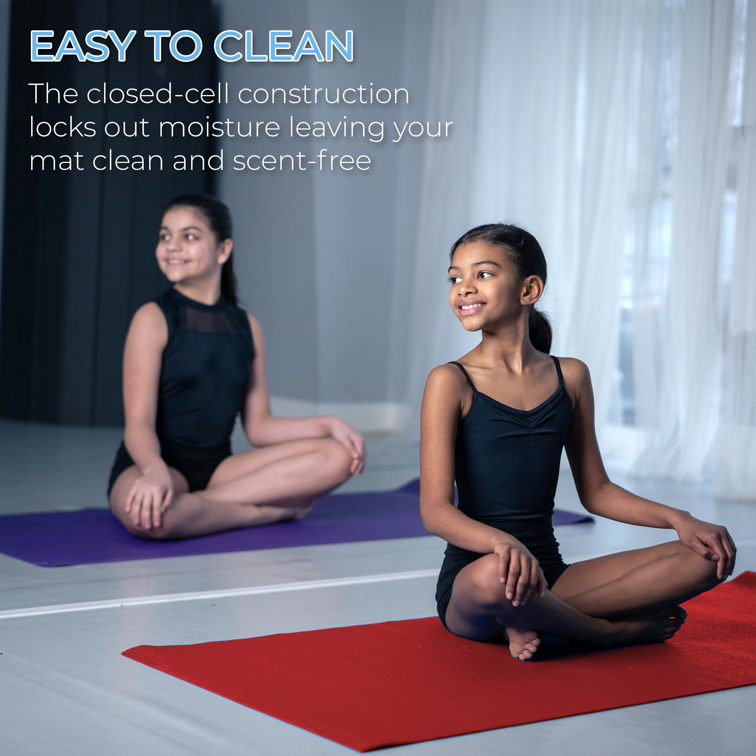 Hello Fit Kids Short Yoga Mat, Non-Toxic Bulk Exercise Mats, Non-Slip, 10 Pack, Assorted