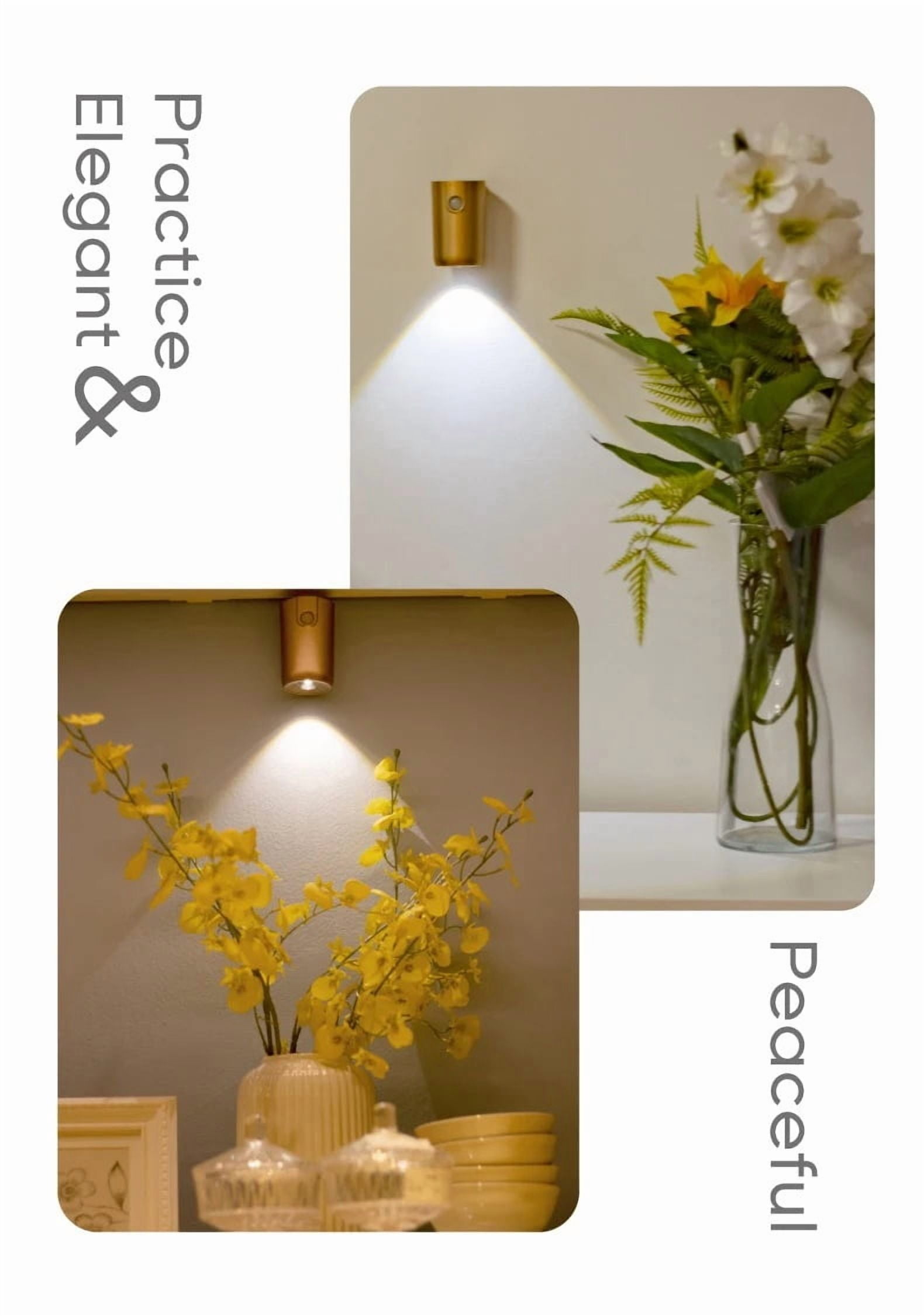 LED Motion Sensor Wall Light Magnetic Mounted USB Rechargeable Night Lamp Dimmable Ambient Lighting for Hallway Stairs Bedroom