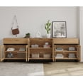 thumbnail image 3 of 3 In 1 TV Stand For Tvs Up To 100 Inch, Modern Entertainment Center With Glass Doors And Metal Legs, TV Console With Adjustable Shelf For Living Room, Bedroom,Oak, 3 of 11
