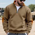 thumbnail image 5 of LWavelet Men Half Zip Pullover Sweatshirt Casual Long Sleeve Patchwork Design Warm Fleece Top with Kangaroo Pocket for Outdoor Sports Activities, 5 of 7