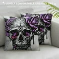 thumbnail image 3 of Purple Rose and Skull Throw Pillow,Soft Square Cushion Case for Couch Sofa Bed Bedroom Living Room,, 3 of 5