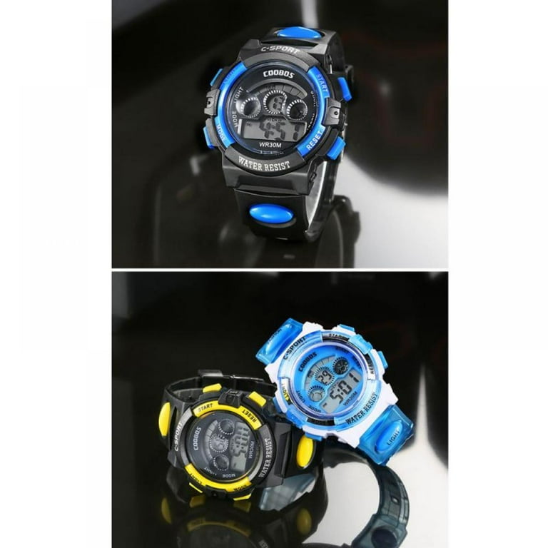 Multifunction LED Digital Sports Wrist Watch for Boys Girls Children Kids Black
