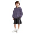 thumbnail image 4 of Kids Striped Sweatshirt Long Sleeve Stretch Crewneck Pullovers for Boys (Purple), 4 of 4