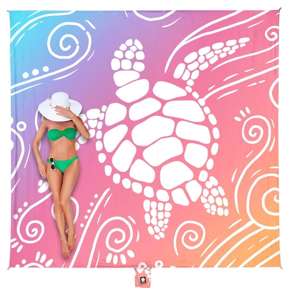 Manta de playa WEKAPO de gran tamaño, impermeable, 244 x 213 cm, rosa