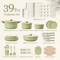 thumbnail image 4 of CAROTE 39-Pieces Ceramic Cookware Set, Nonstick Pots and Pans with Floral Detachable Handles, Induction Compatible, Diswasher Safe, Green, 4 of 11
