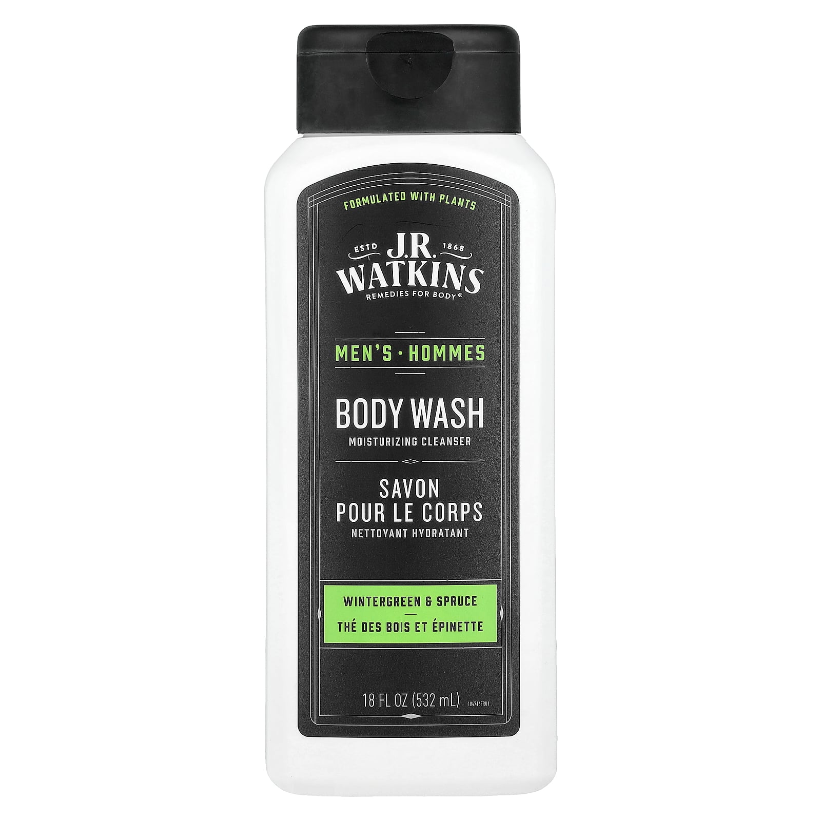 J R Watkins Men's Body Wash, Wintergreen & Spruce, 18 fl oz (532 ml)