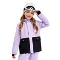 thumbnail image 2 of Rswnyirn Kids Girls Winter Windproof Skiing Jacket Thick Warm Outdoor Snowboard Hooded Snow Coats Light Purple 6, 2 of 7