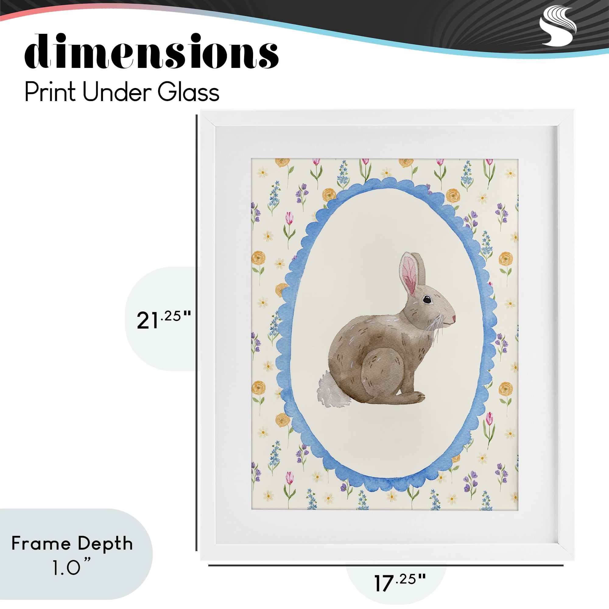 Stupell Industries Delicate Spring Bunny Florals White Framed Print Under Glass, design by Nina Jacobs