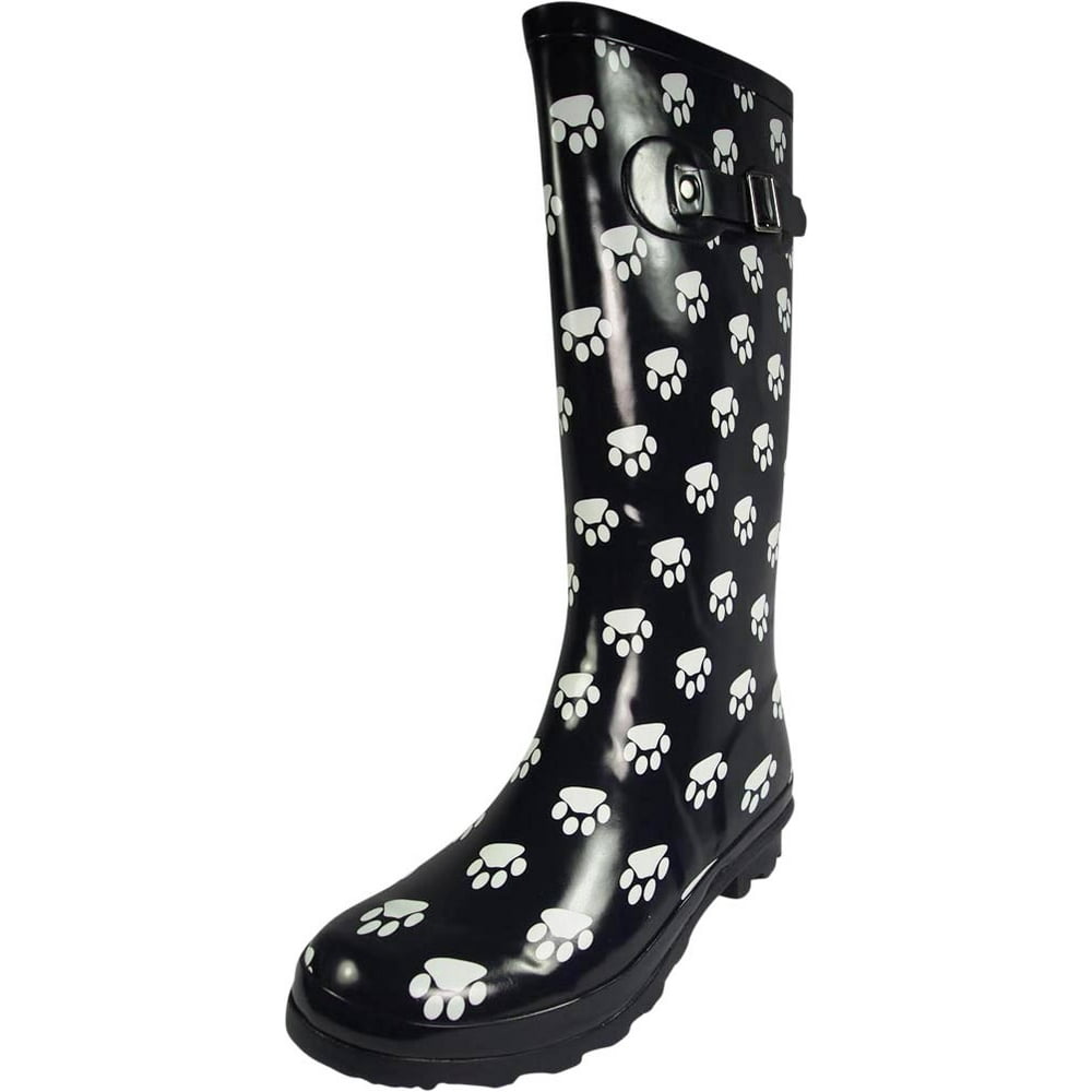 NORTY Norty Womens Rain Boots Rubber Printed Wellie Hi Calf Snow