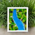 thumbnail image 2 of Preserved Moss Wall Art with Sky Blue Epoxy River with Rocks - 16" x 13", 2 of 4