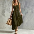 thumbnail image 4 of Gamivast Linen Dresses for Women Sleeveless Square Neck Button Front Maxi Dress with Pockets Casual A-Line Sundress Summer Vacation Beach Dress Army Green XL, 4 of 7
