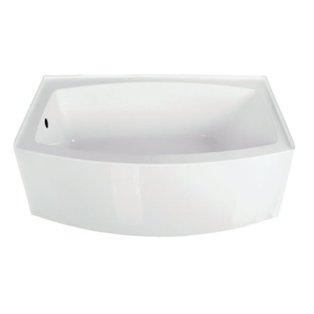 Aqua Eden VTDR603222L 60-Inch Acrylic Rectangular 3-Wall Alcove Tub, Left Hand Drain Hole in Glossy White