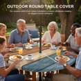 thumbnail image 3 of Round Outdoor Tablecloth with Umbrella Hole and Zipper, Farmhouse Blue Brown Tablecloth with Elastic Waterproof, Vintage Wooden Striped Patio Table Covers for 55" - 60" Picnic Pool Tables, 3 of 9