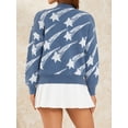 thumbnail image 5 of Liacowi Women Juniors Knit Cardigan Long Sleeve Sweater V Neck Star Knitwear Coat Fall Casual Tops Outwear for Teen, 5 of 9