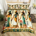 thumbnail image 2 of Erosebridal Egyptian Pharaoh Comforter Cover Queen, Ancient Egypt Mythology Bedding Queen Size, Reversible 3 Pieces (No Comforter), 2 of 7